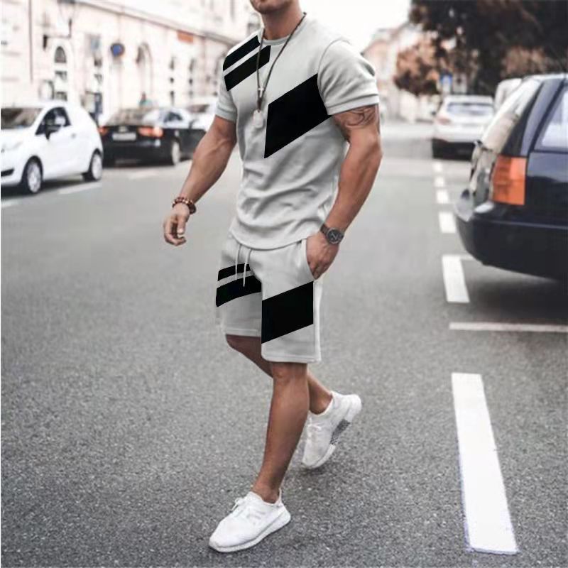 Summer Custom Tracksuit 2 Piece Short Sleeve Loose Fitness Casual Short Sleeve Suit Men'S Shorts Sets Gym Joggers Suits Set
