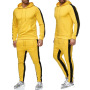 hot sale fashion custom logo adult Men Casual Solid Sports Suits Patchwork Hoodie+Pants Two Pieces Outfits Running Jogging Sets