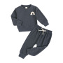Conyson 2023 Wholesale Kids Spring Autumn Pure Color Long Stationary Rainbow Outdoor Top+Sweat Pants 2 Pieces Clothing Baby Set