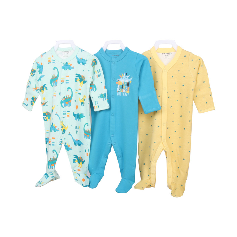 High Quality 3 Pcs Custom Cartoon Long Sleeve Newborn Baby  Boy Winter Clothes Romper