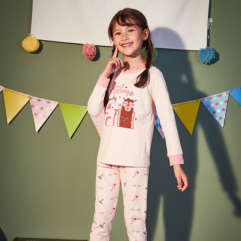 Factory Customization Wholesale Long Sleeve Knitted Korean Wholesale Kids Girl Pajamas Set