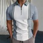 Conyson Western Style Summer Splicing Stripe Polyester Short Sleeve Loose Sports Golf Good Quality Men's T-shirt Polo T Shirts