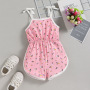 Conyson Wholesale Baby Girls Romper Flower Stripe Printed Sleeveless Tie-Up Shoulder Strap Sling Halter Jumpsuits Clothing Kids