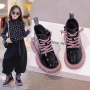 Conyson wholesale kids korean fashion designer lace-up candy color martin boot boy girls autumn winter PU Leather outdoor shoes