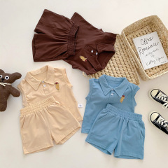 Conyson Wholesale Sleeveless Outfit Cotton Cute Formal Summer Comfortable New Designer 1-4 Years Toddler Sports Clothing Boy Set