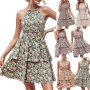 Conyson New Arrivals Summer Wholesale Women Vintage Floral Printed Backless Sleeveless Halter Neck Women's Long Elegant Dress