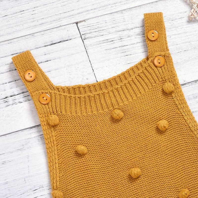 Spring Autumn Clothing Infant Newborn Baby Boy Girl Jumpsuit Solid Baby Bodysuit  Solid Pompom Knitted Rompers Infant Clothes