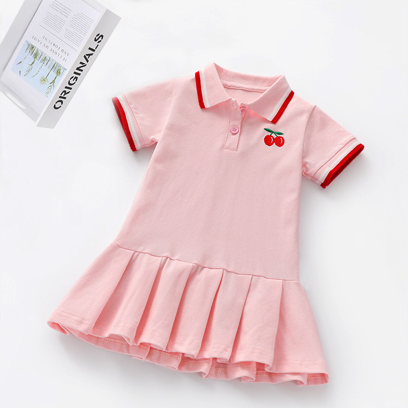 wholesale 2021 summer 2-7 year High quality casual little girls Dress baby print short sleeve cotton ruffle princess girl dress