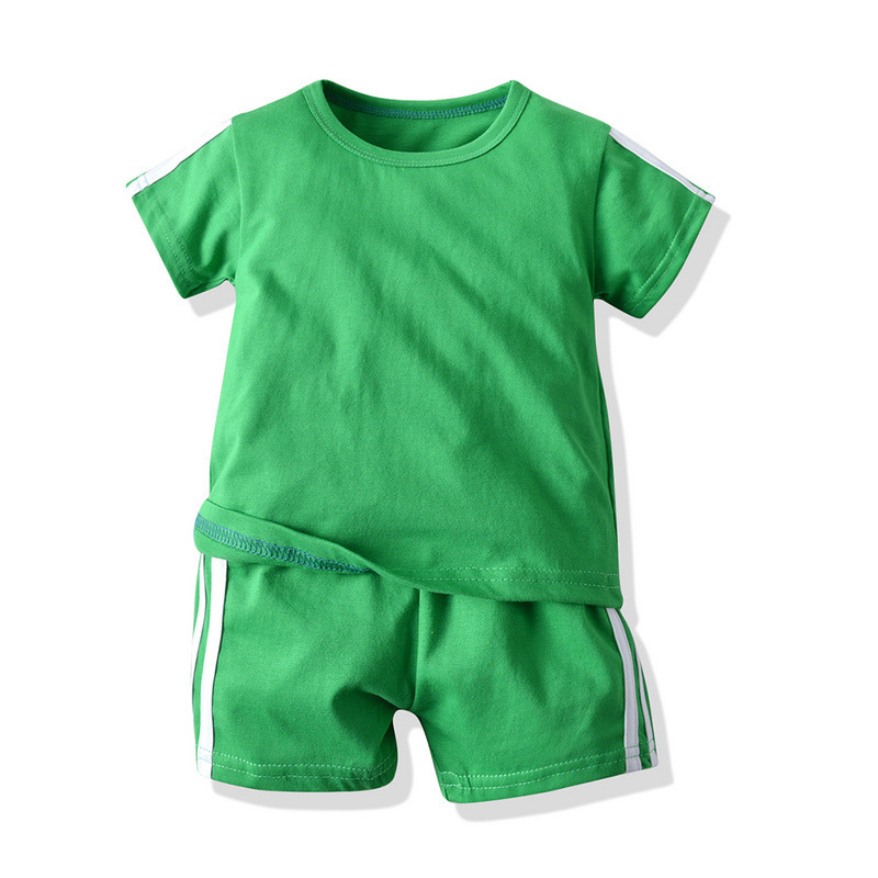 Conyson wholesale Custom Summer Children's Short-Sleeved Pullover Stationary Multi-Color Two-Piece Children's Clothing Kids Set
