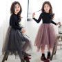 Conyson Wholesale Spring Clothing 3-15 Years Kids Long Sleeve Mesh Ballet Tulle Children Pink Dance Tutu Girls Dresses