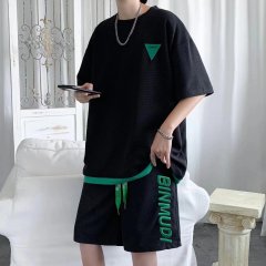 Conyson Wholesale New Arrival Jogging Sportswear Gym Tracksuit And Short 2 Piece Shorts Suit Letter Embroidery Men's T Shirt Set