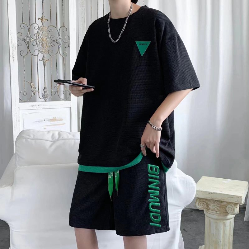 Conyson Wholesale New Arrival Jogging Sportswear Gym Tracksuit And Short 2 Piece Shorts Suit Letter Embroidery Men's T Shirt Set