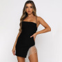 Custom Skinny Women Mini Skirts Diamond Tassel Backless Forking Spaghetti Strap Bodycon Dress Low Cut Sexy Party Club Dress