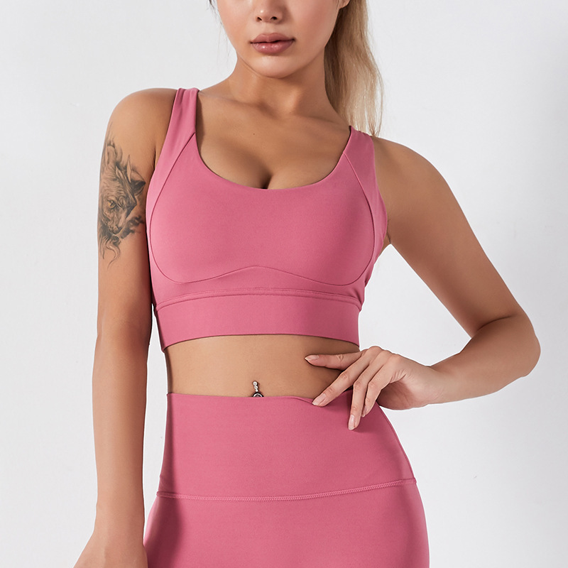 Wholesale 2021 summer new fashion adult sports sleeveless pure color nylon bra tops yoga bra vest