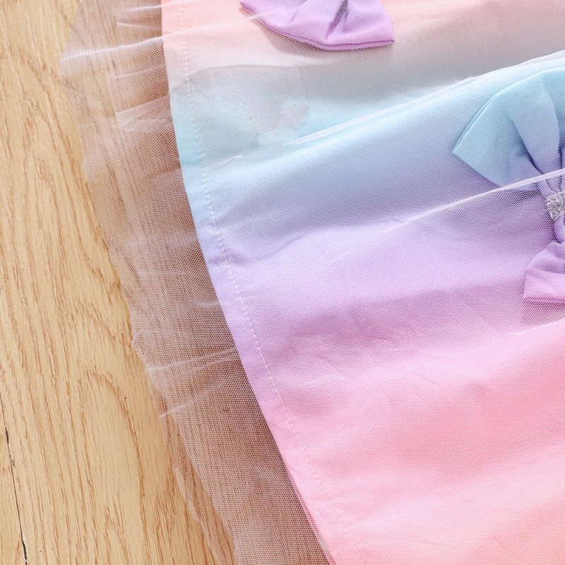 Conyson 2023 Summer Costume Casual Ruffle Bubble Sleeves Bow Flower Vintage Fairy Silk Tulle Kids Birthday Pageant Girl Dress
