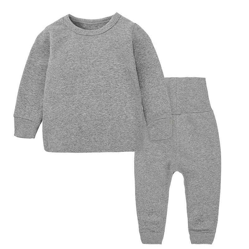 Custom Children Plain Color Ribbed Cotton High Quality Kids cotton Sleepwear Pajama Sets