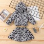 Conyson Wholesale Hot Sale Autumn Boutique Hoodie Leopard Top Skirt Outfits Casual Girls Clothing Set