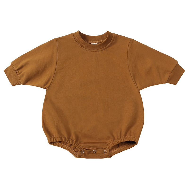 Conyson Newborn Boutique Fluffy Long Sleeve Unisex Autumn French Terry Bodysuit Organic Cotton Sweatshirt Baby Rompers