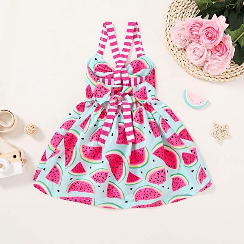 Conyson Wholesale Princess Girls Summer Toddler Kids Sleeveless Ice Cream Print Strap Tutu Party Dress Sundress Clothes Casual