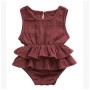Conyson ins hot sale summer fashion linen Sleeveless pure color toddler kids clothing Rompers wear new born baby clothes rompers