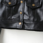 New Fashion Kids Girl Puffed Sleeve Brown Cute Black Short Pu Leather Children's Casual Handsome Motorcycle Wear Jacket