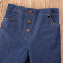Conyson Spring Fall Bell Bottom Leggings Casual Skinny Stretchy Flared Blue Jeans Buttons Double Pocket Baby Girl Ruffle Pants