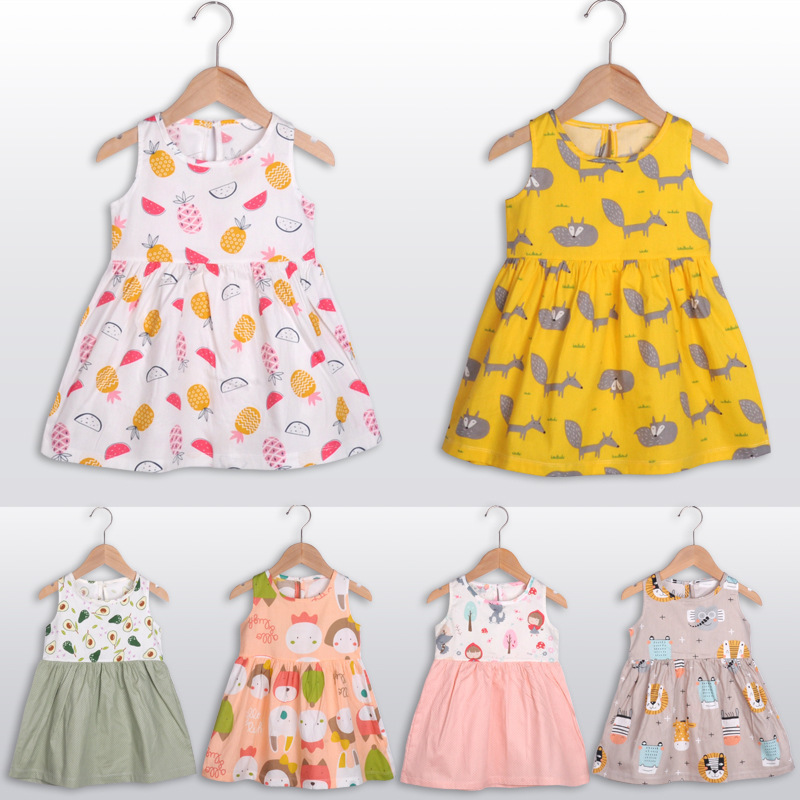 Pure Cotton Girls Skirt Baby Summer Little Girl Infant Baby Skirt Clothes Children'S One-Piece dress Sleeveless Baby Clothes