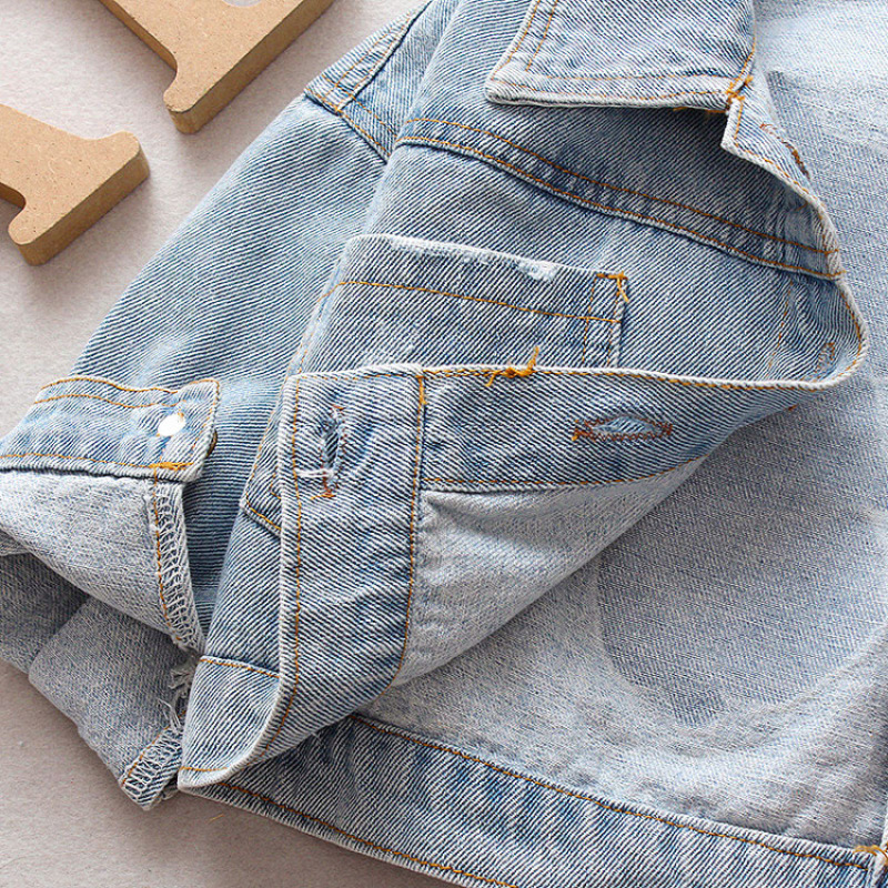 Custom Children Wear Baby Single Breasted Cotton Kids Cartoon Denim Jacket Toddler Girl Coats