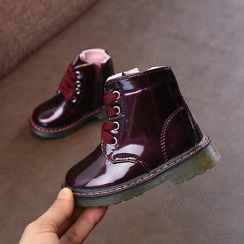 Conyson High Quality New Children Shoes PU Leather Waterproof Winter Kids Snow Shoes Girls Rubber Boots Fashion Martin Boots