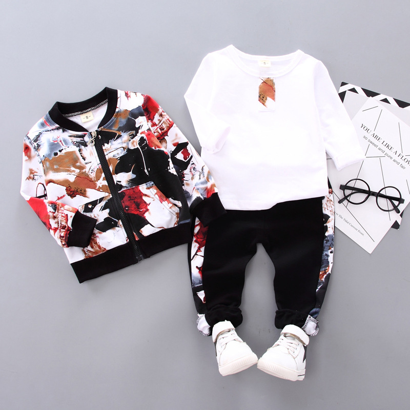 Hot sale New Products Toddler Boy Jacketskid Children's Baby long sleeve Clothing Sets Of 3 Pieces