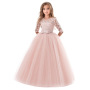 high quality popular hot sale 5 pure colors Girl Princess Dress Kids o-neck Lace Half Sleeve Flower Girls party Dresses