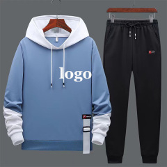Conyson Oem 2 Piece Spring Jogging Track Sweat Suits Sets Custom Logo Printed Pullover Jogger Men's Sweatshirt And Hoodie Set