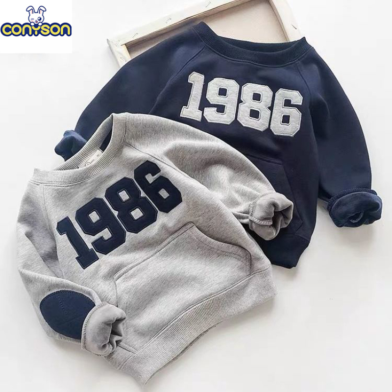 Kids Clothing Casual Letter Printing Pullover Sweatshirt Outwear Autumn Winter Warm Boys Plain Hoodies