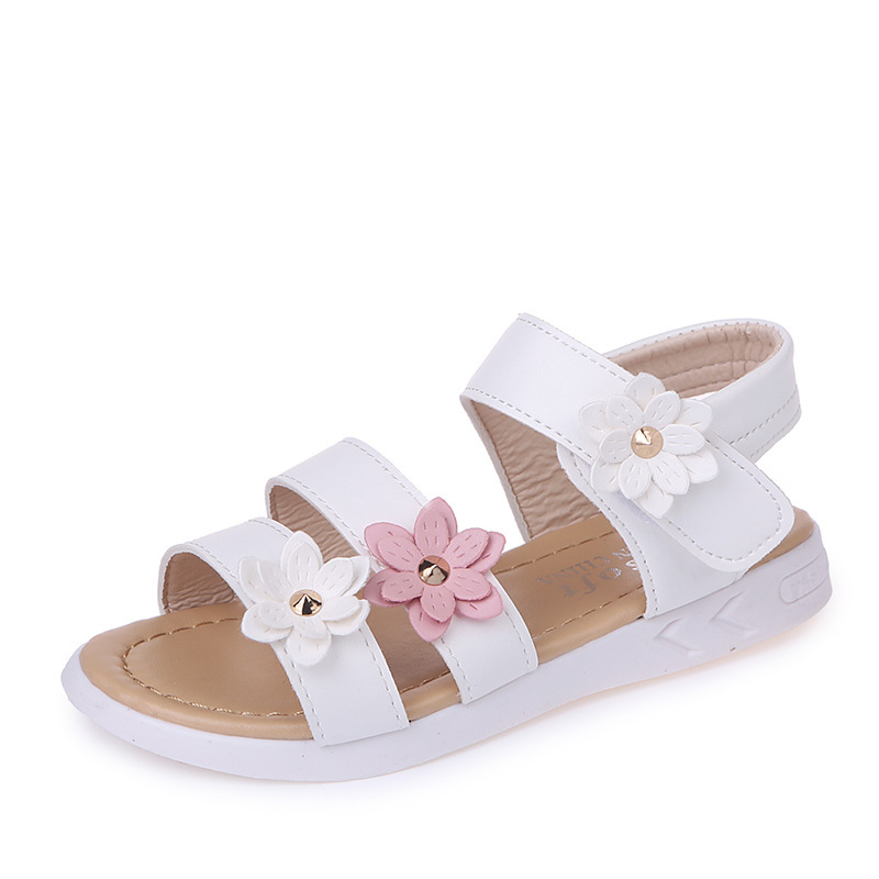 Conyson hot sale fashion summer rts Korean designer children hook & loop toddler girl fashion princess flower sandals kids shoes