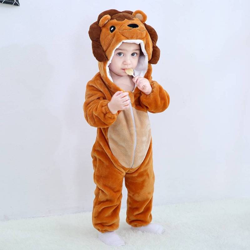 Autumn Winter Wholesale Flano Flannel Without Feet Long Sleeve Animals cartoon baby Rompers fur warm new born clothes