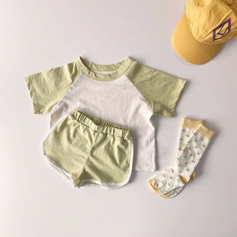 Conyson Wholesale Hot Fashion Cotton Summer Worsted Kids Clothes Summer Sleeve Baby Boys Girls Outfits Cotton Two Piece Clothes