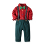 Conyson Toddler Boys Winter Cotton Children Formal Shirt Tie Coat+Suspender Pants 2Pcs Suit Kids Christmas Clothing Set