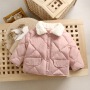 Loose Down Cotton Padded Jacket Baby Boy Girl Clothing Solid Color Diamond Plaid Fleecy Wool Collar Coat