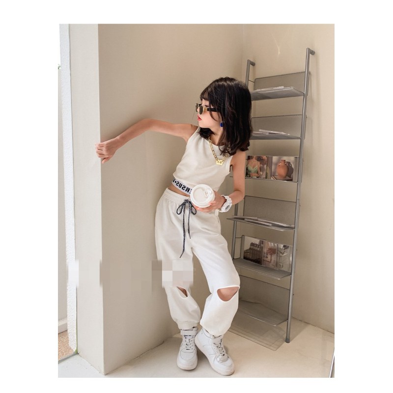 Conyson hot sale boutique summer korean fashion children clothes vest Infant baby Children's Girls casual Kids wear Clothing Set