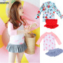 Conyson Wholesale Summer Beach Kids Clothes Two Piece Baby Girls Long Sleeve Flamingo Bikini Children Ruffle Beachwear Swimwear