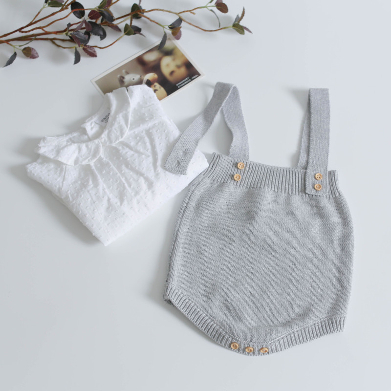 Conyson High Quality New Baby Unisex Spring Autumn Clothes Set Knitted Romper Triangle Crotch Button Jumpsuit 2Pcs Clothes Set