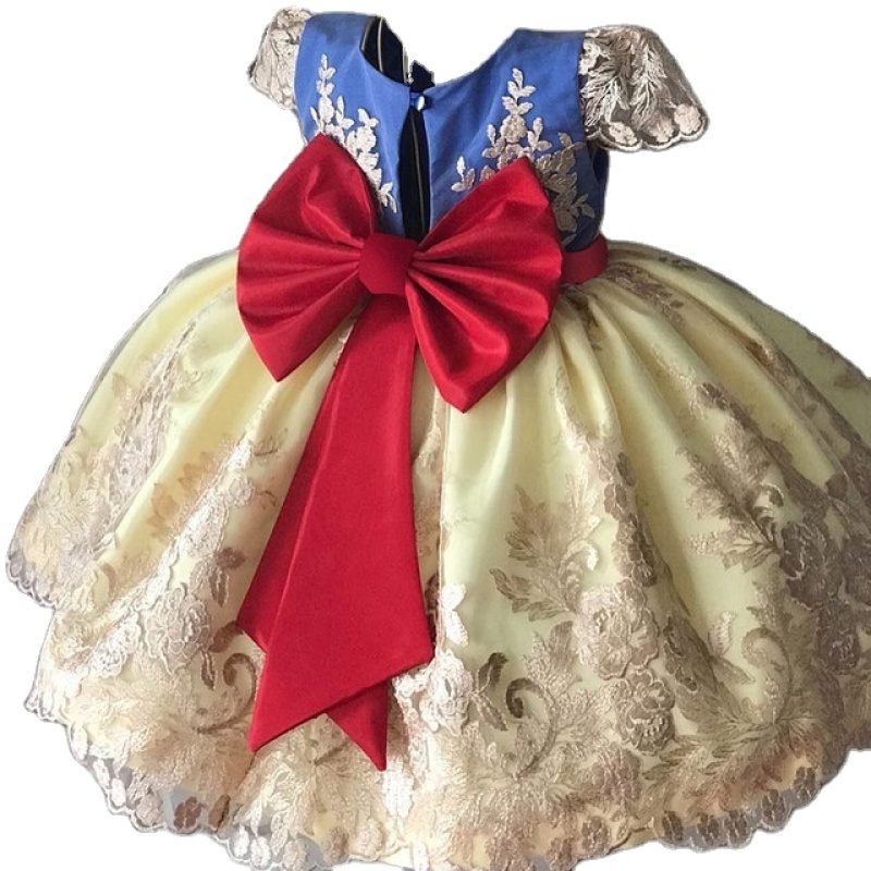 Wholesale Floral Embroidery Ball Gown Kid Holiday Princess  Colorful Toddler Kid Frock Fancy Cute Lace Flower Party Girls Dress