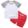 White gray + red color matching short T suit
