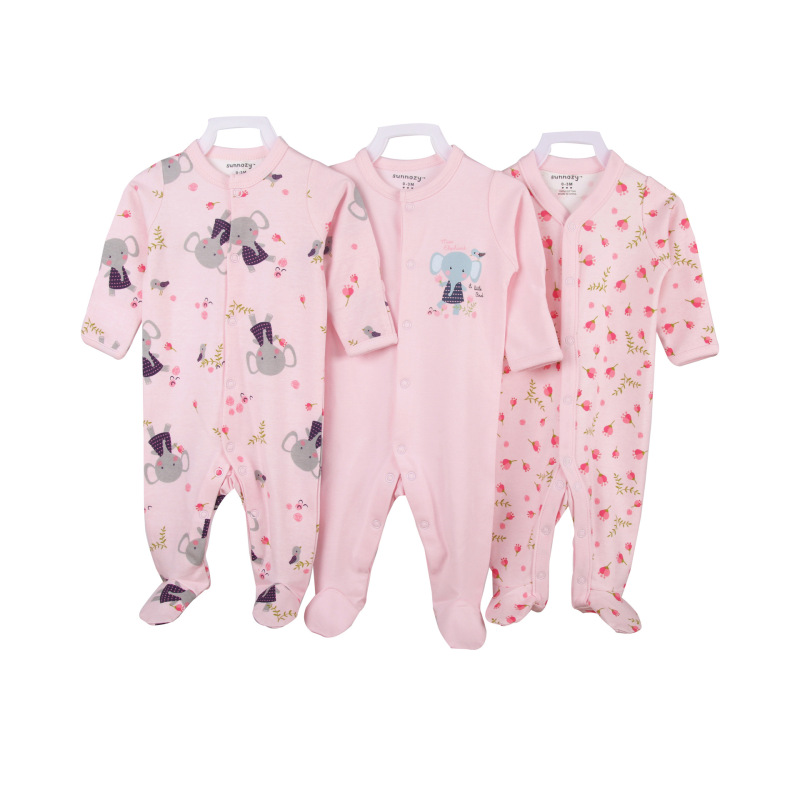 High Quality 3 Pcs Custom Cartoon Long Sleeve Newborn Baby  Boy Winter Clothes Romper