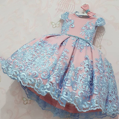Wholesale Mesh Embroidery Ball Gown Kid Girls Holiday Princess Party Fancy Dress Costumes