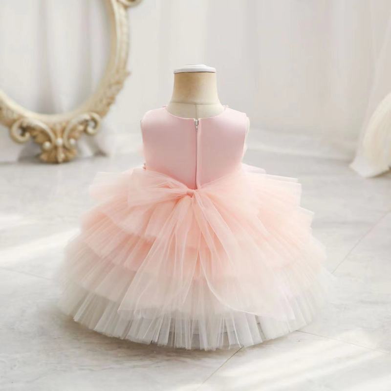 Conyson Lovely Floral Sleeveless Dress Toddler Infant Newborn Layered Pearl Princess Dress Ombre Cute Party Dress