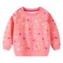 Fashion 2-7 Years Custom Mellowing cartoon Print O- Neck Pink Pullover Sweatshirt For Kids Girls t-shirt