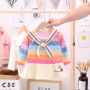 Conyson wholesale fashion boutique autumn sweaters baby Kids Clothing Girls Rainbow hoodie Rabbit Ear clothes long Sleeve Dress