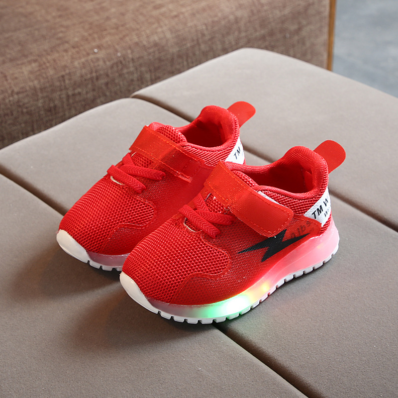 Conyson hot sale fashion toddler Children's baby Casual kids boy girl LED light shine running sneaker sport grid designer shoes