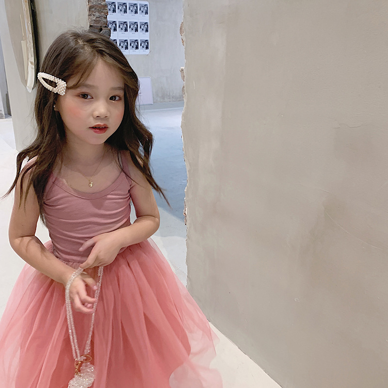 Conyson Hot Sale Summer Kids Clothes Patchwork Solid Gauze Skirt Baby Girl Sweet Outfit Lace Dancing Slip Dress for Little Girls